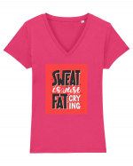 Sweat Is Just Fat Criyng Tricou mânecă scurtă guler V Damă Evoker