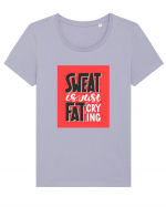 Sweat Is Just Fat Criyng Tricou mânecă scurtă guler larg fitted Damă Expresser