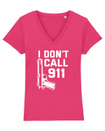 I Don't Call 911 Tricou mânecă scurtă guler V Damă Evoker