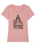 Love My Tribe Tricou mânecă scurtă guler larg fitted Damă Expresser