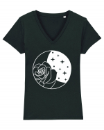 Full Moon Flower Tricou mânecă scurtă guler V Damă Evoker