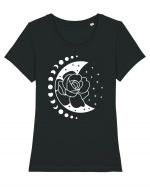 Moon Flower Moon Phases Tricou mânecă scurtă guler larg fitted Damă Expresser