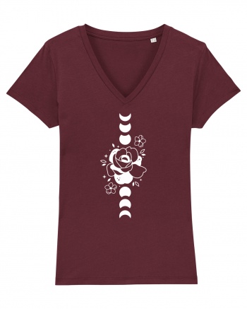 Moon Flower Moon Phases Burgundy