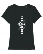 Moon Flower Moon Phases Tricou mânecă scurtă guler larg fitted Damă Expresser