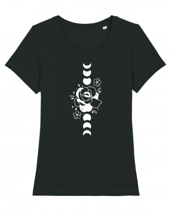 Moon Flower Moon Phases Black