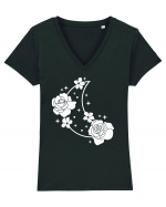 Celestial Moon Flowers Tricou mânecă scurtă guler V Damă Evoker