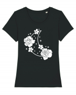 Celestial Moon Flowers Tricou mânecă scurtă guler larg fitted Damă Expresser