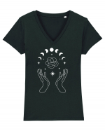 Mystic Moon Phases Tricou mânecă scurtă guler V Damă Evoker