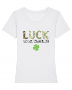 Luck Is On My Side Tricou mânecă scurtă guler larg fitted Damă Expresser