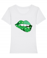 Lucky Irish Lips Tricou mânecă scurtă guler larg fitted Damă Expresser