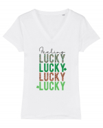 Feeling Lucky Tricou mânecă scurtă guler V Damă Evoker