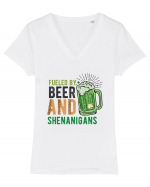 Fueled By Beer Tricou mânecă scurtă guler V Damă Evoker