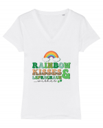 Rainbow Kisses And Leprechaun Wishes Tricou mânecă scurtă guler V Damă Evoker