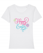 Happy Easter / Paste Fericit Tricou mânecă scurtă guler larg fitted Damă Expresser