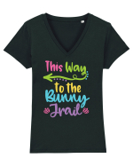 This way to the Bunny Trail Tricou mânecă scurtă guler V Damă Evoker