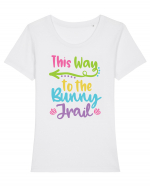 This way to the Bunny Trail Tricou mânecă scurtă guler larg fitted Damă Expresser