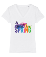 Floral spring Tricou mânecă scurtă guler V Damă Evoker