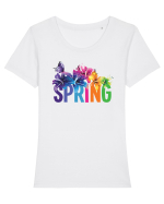 Floral spring Tricou mânecă scurtă guler larg fitted Damă Expresser