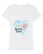 Spring vibes butterfly Tricou mânecă scurtă guler V Damă Evoker