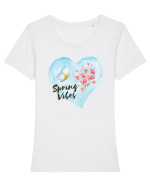 Spring vibes butterfly Tricou mânecă scurtă guler larg fitted Damă Expresser
