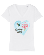 Spring vibes colibri Tricou mânecă scurtă guler V Damă Evoker