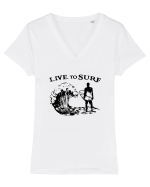 Live to Surf Tricou mânecă scurtă guler V Damă Evoker