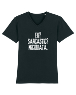Eu? Sarcastic? Niciodata. Tricou mânecă scurtă guler V Bărbat Presenter