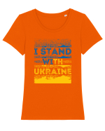I Stand With Ukraine Tricou mânecă scurtă guler larg fitted Damă Expresser