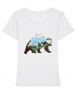 Bear landscape Tricou mânecă scurtă guler larg fitted Damă Expresser