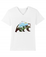 Bear landscape Tricou mânecă scurtă guler V Bărbat Presenter