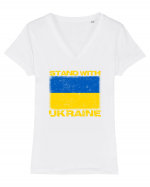 Stand with UKRAINE Tricou mânecă scurtă guler V Damă Evoker