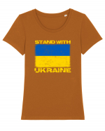 Stand with UKRAINE Tricou mânecă scurtă guler larg fitted Damă Expresser