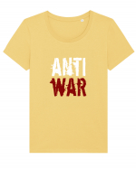 Anti War (alb-roșu) Tricou mânecă scurtă guler larg fitted Damă Expresser