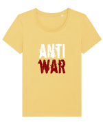 Anti War (alb-roșu) Tricou mânecă scurtă guler larg fitted Damă Expresser
