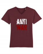Anti War (alb-roșu) Tricou mânecă scurtă guler V Bărbat Presenter