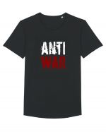 Anti War (alb-roșu) Tricou mânecă scurtă guler larg Bărbat Skater