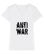 Anti War (negru) Tricou mânecă scurtă guler V Damă Evoker