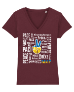 Să fie PACE în lume! Tricou mânecă scurtă guler V Damă Evoker