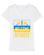 I welcome refugees Tricou mânecă scurtă guler V Damă Evoker