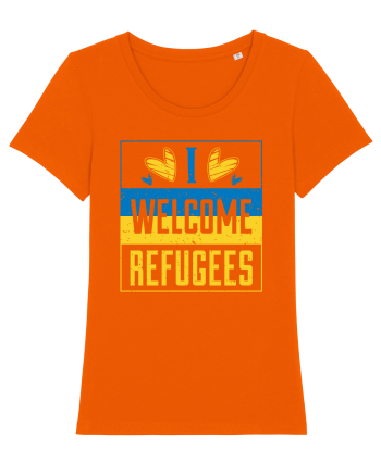 I welcome refugees Bright Orange