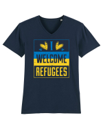 I welcome refugees Tricou mânecă scurtă guler V Bărbat Presenter
