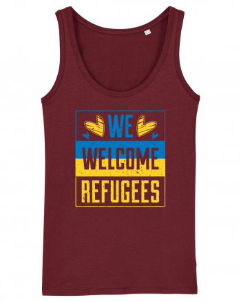 We welcome refugees Burgundy