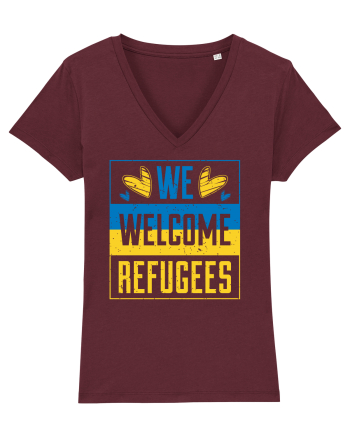 We welcome refugees Burgundy