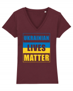 Ukrainian lives matter Tricou mânecă scurtă guler V Damă Evoker