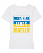 Ukrainian lives matter Tricou mânecă scurtă guler larg fitted Damă Expresser