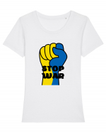 Stop War! 2 Tricou mânecă scurtă guler larg fitted Damă Expresser