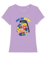 Make Love Not War Tricou mânecă scurtă guler larg fitted Damă Expresser