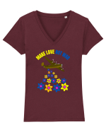 Make Love Not War Tricou mânecă scurtă guler V Damă Evoker