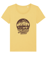 Van Love - Brown Tricou mânecă scurtă guler larg fitted Damă Expresser