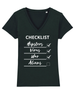 Checklist Hipsters Virus War Aliens Tricou mânecă scurtă guler V Damă Evoker